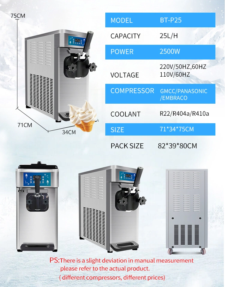 Bt-P25 에스키모 기계 테이블 탑 아이스크림 냉장고 젤라또 푸시 카트